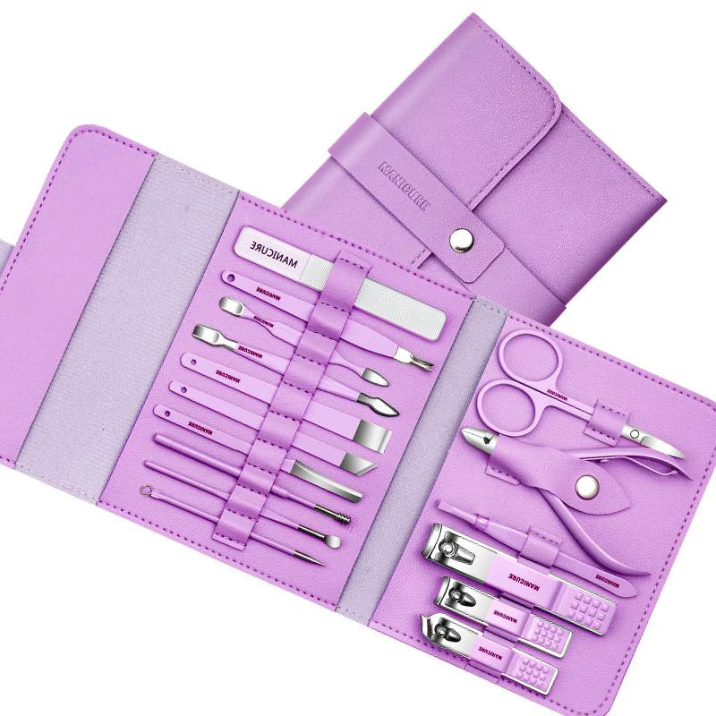 Professional Manicure Set 12/16 Pcs Full Function Kit Stainless Steel